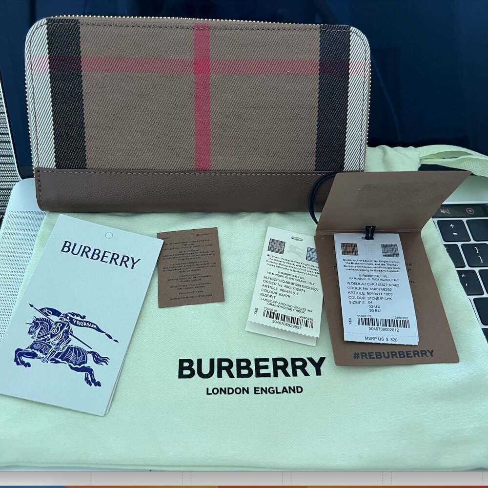 NWT Authentic Burberry Checkered Long Wallet